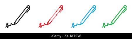 Signature Icon Vektorsymbol oder Signaturset-Kollektion in Schwarzweiß-Umrandung Stock Vektor