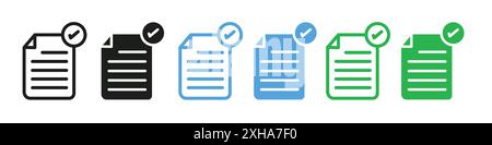 Dokumentsymbol aktualisieren Vektorsymbol oder Zeichensatz-Sammlung in Schwarzweiß-Kontur Stock Vektor