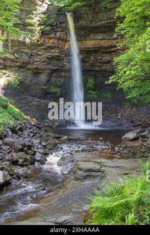 Ein Foto des harten Wasserfalls der RAW Force in den atemberaubenden Yorkshire dales Großbritanniens. Stockfoto