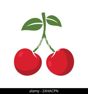 Kirschfrucht-Symbol-Vektor-Design-Vorlage in weißem Hintergrund Stock Vektor