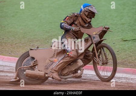 Jonny Wynant aus Deutschland in Aktion beim Monster Energy FIM Speedway of Nations 2 (unter 21) Finale im National Speedway Stadium, Manchester am Freitag, den 12. Juli 2024. (Foto: Ian Charles | MI News) Stockfoto