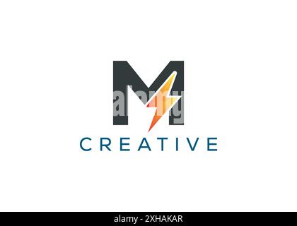 Minimales und professionelles Letter M Thunder-Logo-Design Stock Vektor