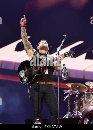 Quebec City, Kanada. Juli 2024. Zac Brown tritt am 8. Tag des Festivals d'été de Québec am 11. Juli 2024 in Québec auf. Foto: C Flanigan/imageSPACE Credit: Imagespace/Alamy Live News Stockfoto