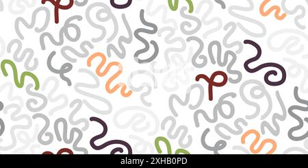 Gewellte und gewellte kräftige Pinselstriche. Abstrakte geometrische Formen und gekrümmte Linien farbiges Banner. Abstrakte Labyrinth-Tapete mit gewelltem und wirbeltem Bru Stock Vektor