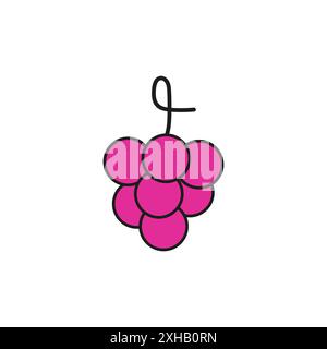 Weinfrucht-Ikone mit farbenfrohem Design. Einfache Trauben-Zeichentrick-Illustration Stock Vektor