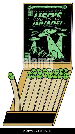 Ufo Alien Book Of Matches Stockfoto