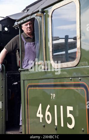 Dalesman Dampfzug. Machen Sie es sich mit der Carlisle Dampfeisenbahn in Yorkshire & Cumbria, Großbritannien, gemütlich. Stockfoto