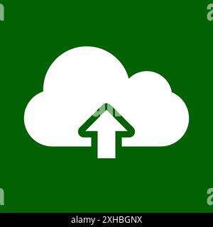 Cloud Computing-Symbol auf grünem Hintergrund. Symbol Datei hochladen. Stock Vektor