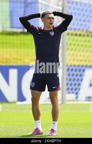 Weimar, Deutschland. 13. Juli 2024. Phil Foden aus England während der UEFA EURO 2024 - England Offizielles MD-1 Training im Weimarer Land eng – TBCTC – Spa & Golfresort Weimarer Land. Quelle: Meng Gao/Alamy Live News Stockfoto