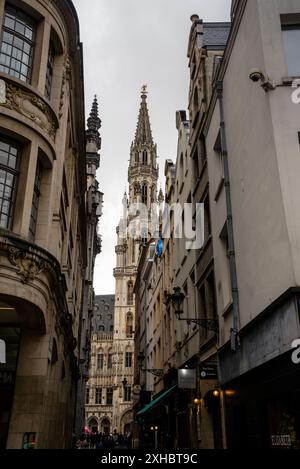 Mittelalterliches gotisches Brüsseler Rathaus am Grand Place in Belgien. Stockfoto