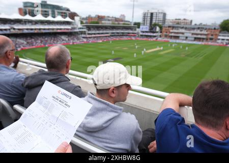 Lord's Cricket Ground London UK – Cricket-Fans sehen das erste Test Match zwischen England und den Westindischen Inseln im Juli 2024 Stockfoto