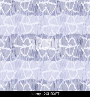 Indigoblau Stickeffekt abstrakter Vektor nahtloser Muster Hintergrund. Modernes maskulines Grafikdesign für den Trend der Handarbeit mit Blockmuster. Stock Vektor