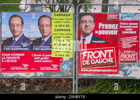 Francois Hollande und Jean Luc Melenchon Poster Stockfoto