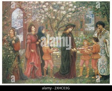 Messer Ansaldo zeigt Madonna Dianova der verzauberte Garten von Maria Stillman. Stockfoto