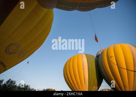 28. Europäisches Ballonfestival in Igualada 10.-13.2024 28. Europäisches Ballonfestival in Igualada Juli 10-13 ,2024 mehr als 40 Aerostatikballons aus ganz Spanien, Europa, und die Welt nimmt am 28. Europäischen Ballonfestival Teil, das am 11. Juli 2024 in Igualada, Spanien, stattfindet Stockfoto