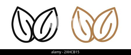 Mandelsymbol Vektorsymbol oder Zeichensatzsammlung in schwarz-weiß-Umrandung Stock Vektor