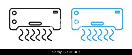 Symbol Klimaanlage Vektorsymbol oder Zeichensatz Kollektion in schwarz-weiß-Umrisse Stock Vektor