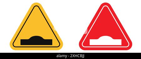 Achtung Geschwindigkeitsrampen Schild Vektorsymbol oder Zeichensatz Sammlung in schwarz-weiß-Umrandung Stock Vektor