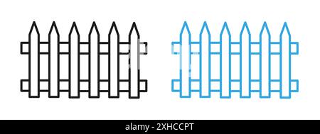 Zaunsymbol Vektorsymbol oder Zeichensatzkollektion in schwarz-weißer Umrandung Stock Vektor