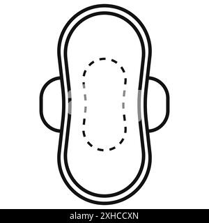 Hygienepad für Frauen Icon Vector Symbol oder Sign Set Kollektion in schwarz-weißer Umrandung Stock Vektor