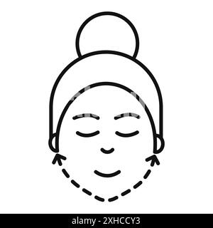 Symbol für Facelifting-Verfahren Vektorsymbol oder Zeichensatz-Sammlung in Schwarzweiß-Umrandung Stock Vektor