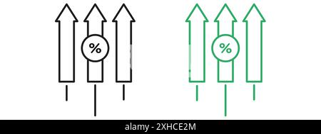 Symbol für Zinswachstum Vektorsymbol oder Zeichensatz in Schwarzweiß-Umrandung Stock Vektor