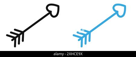 Love Arrow Icon Vektorsymbol oder Zeichensatz Kollektion in schwarz-weiß-Umrandung Stock Vektor