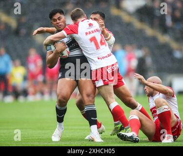 Herman ese’ese von Hull FC wird während des Spiels der Betfred Super League Runde 17 im MKM Stadium, Hull FC, Großbritannien, am 13. Juli 2024 (Foto: Gareth Evans/News Images) Stockfoto