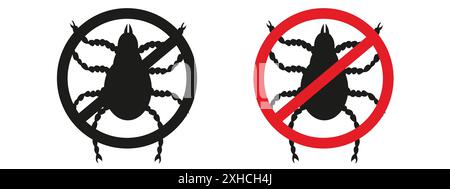 Keine parasitischen Insekten Zeichen Vektorsymbol oder Zeichensatz Sammlung in schwarz-weiß Umrandung Stock Vektor