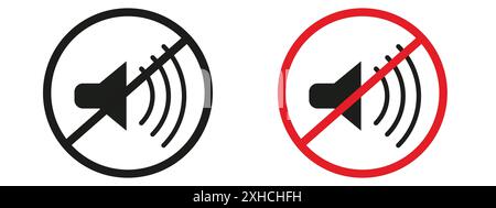Kein Tonzeichen Vektorsymbol oder Zeichensatzsammlung in Schwarzweiß-Umrandung Stock Vektor