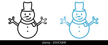 Schneemann Icon Vector Symbol oder Zeichensatz Kollektion in Schwarz-weiß-Umrandung Stock Vektor