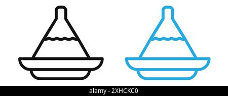 Tajine-Symbol Vektorsymbol oder Zeichensatz-Sammlung in schwarz-weiß-Umrandung Stock Vektor