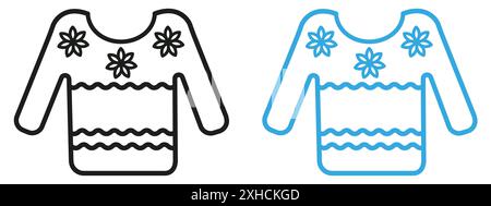 Sweater Icon Vector Symbol oder Sign Set Kollektion in Schwarz-weiß-Umrandung Stock Vektor