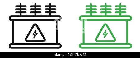 Transformatorsymbol Sammlung von Vektorsymbolen oder Zeichensätzen in Schwarzweiß-Umrandung Stock Vektor