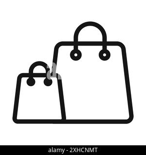 Taschen Shopping Icon Vector Symbol oder Schild Set Kollektion in schwarz-weiß Umrandung Stock Vektor