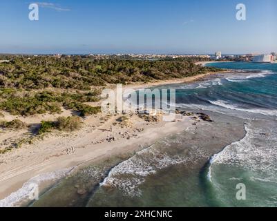 Es Peregons Petits Beach, Punta de Sa Llova, Parque Natural Marinoterrestre es Trenc-Salobrar de Campos, Colonia de Sant Jordi, SES Salines Stockfoto