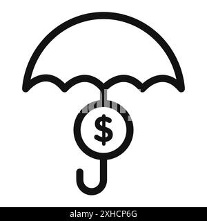 Symbol zum Schutz von Assets Vektorsymbol oder Zeichensatz in Schwarzweiß-Umrandung Stock Vektor
