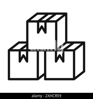 Kästchen Symbol Vektorsymbol oder Zeichensatz Sammlung in Schwarzweiß-Umrandung Stock Vektor