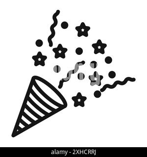 Konfetti-Symbol Vektorsymbol oder Zeichensatz-Kollektion in Schwarz-weiß-Umrandung Stock Vektor