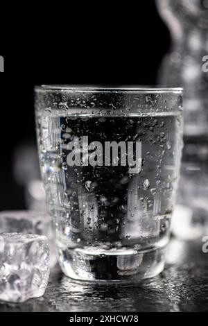 Anteil an gekühltem Sprudelwasser (detaillierte Nahaufnahme, selektiver Fokus) Stockfoto