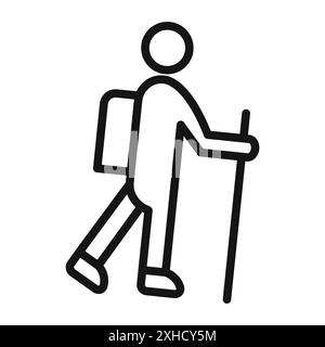 Wandersymbol Vektorsymbol oder Zeichensatz Kollektion in schwarz-weiß-Umrissen Stock Vektor