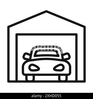 Garage Icon Vector Symbol oder Schild Set Kollektion in Schwarz-weiß-Umrandung Stock Vektor