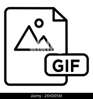 GIF-Symbol Vektorsymbol oder Zeichensatz-Sammlung in Schwarzweiß-Umrandung Stock Vektor