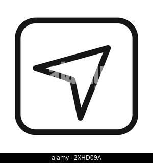 Navigationssymbol Sammlung von Vektorsymbolen oder Zeichensätzen in Schwarzweiß-Umrandung Stock Vektor