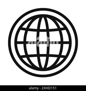 GLOBE Icon Logo Vektorkontur in Schwarz-weiß Stock Vektor