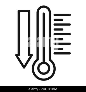 Symbol für niedrige Temperatur Vektorsymbol oder Zeichensatz in Schwarzweiß-Umrandung Stock Vektor