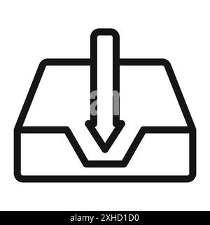 Inbox-Symbol Vektorsymbol oder Zeichensatz-Sammlung in Schwarzweiß-Umrandung Stock Vektor