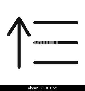 Symbol „Betrag nach oben sortieren“ Vektorsymbol oder Zeichensatz-Sammlung in Schwarzweiß-Umrandung Stock Vektor