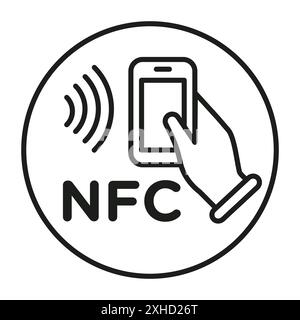 NFC-Kommunikationssymbol Vektorsymbol oder Zeichensatzsammlung in Schwarzweiß-Umrandung Stock Vektor