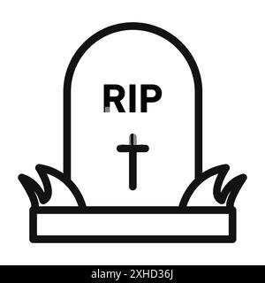 Grabstein-Symbol Vektorsymbol oder Zeichensatzsammlung in Schwarz-weiß-Umrandung Stock Vektor